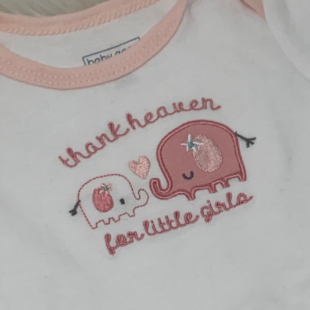 Baby Gear White Pink Elephant Graphic One Piece
